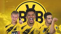 Borussia Dortmund - Erling Haaland, Jadon Sancho, Raphael Guerreiro (Bola.com/Adreanus Titus)