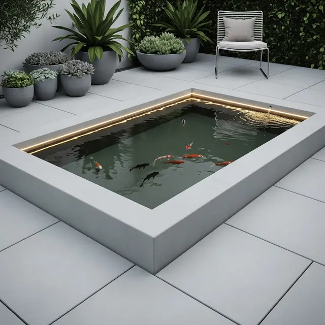 Model Kolam Ikan Kecil dari Semen yang Kuat dan Awet (Image by Gemini AI)