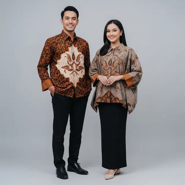 Atasan batik couple terbaru untuk 2026 model siluet longgar dengan sentuhan struktur