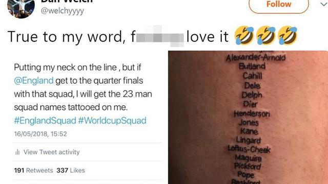 Inggris Masuk Perempat Final Piala Dunia 2018 Fans Lakoni Nazar Merajah Nama Timnas Di Tubuhnya Global Liputan6 Com