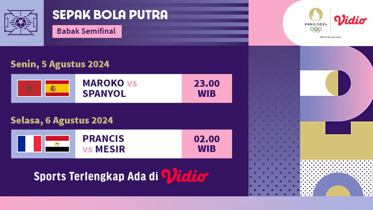 Link Live Streaming Semifinal Sepak Bola Olimpiade Paris 2024 di Vidio