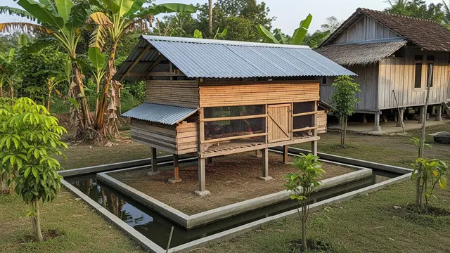 Kandang Ayam dengan Parit Keliling