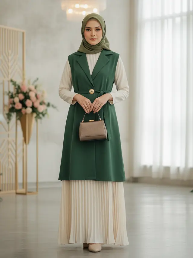 7 Model Gamis Terbaru Kombinasi Rompi, Tampil Modis dan Elegan untuk Segala Acara