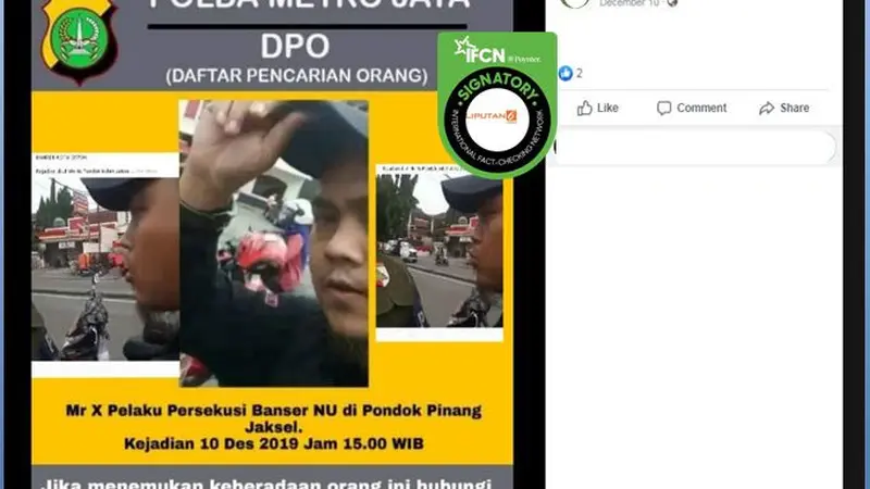 [Cek Fakta] Pamflet DPO Pelaku Persekusi Banser NU Tersebar, Benarkah?