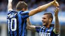 Mauro Icardi merayakan gol yang dicetaknya ke gawang Chievo Verona dalam lanjutan Serie A Italia di Stadion Marc Antonio Bentegodi, Verona, Minggu (20/9/2015). (Reuters/Stefano Rellandini)
