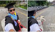 Viral Pria Pergi ke Acara Wisuda Naik Sapi. (Sumber: TikTok/@anak_ragile_ibuk)