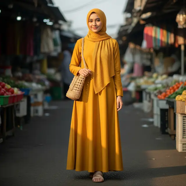 Warna Gamis yang Tidak Mudah Kusam Setelah Dicuci (Image by Gemini AI)