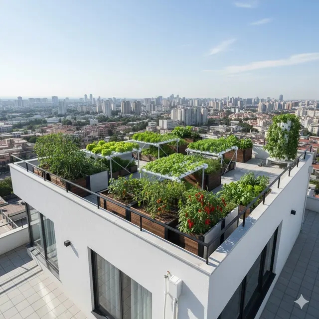 Rumah Modern dengan Taman Rooftop (Gemini AI)