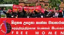 Para aktivis perempuan memegang spanduk dan meneriakkan slogan-slogan dalam sebuah demonstrasi untuk memperingati Hari Perempuan Internasional ke-50 di Kolombo pada tanggal 8 Maret 2025. (Ishara S. KODIKARA/AFP)