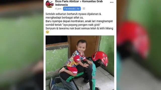 Menjadi mitra ojek online berarti harus menghabiskan banyak waktu di jalanan, sehingga banyak di antaranya yang harus rela meninggalkan keluarga di rumah.