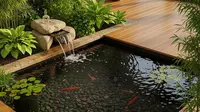 15 Ide Teras Rumah dengan Kolam Ikan Minimalis, Ciptakan Oase Tenang di Hunian Anda