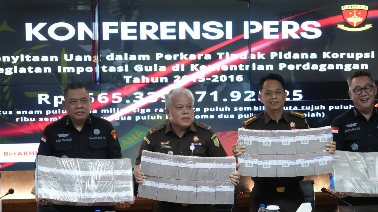 Kejagung Sita Uang Tunai Rp565 Miliar dalam Perkara Importasi Gula di Kemendag Tahun 2015-2016