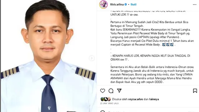 Fitri Carlina lepas kepergian suami ke negara Timur Tengah, bekerja di maskapai Oman Air (Foto: Instagram fitricarlina)