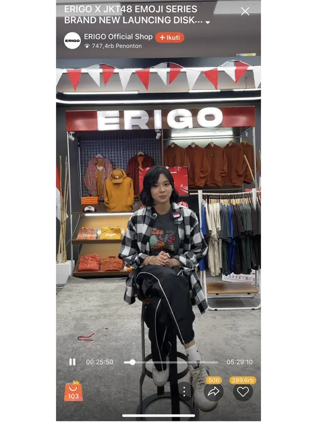 Tangkapan layar live streaming Erigo x JKT48 di Shopee Live