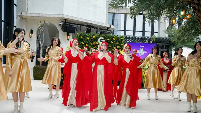Penampilan Nasida Ria dan JKT48 di peluncuran kampanye Google, Ini Ramadan Kita. [Foto: Istimewa]