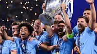 Manchester City berhasil merebut juara Liga Champions untuk pertama kali dalam sejarah mereka usai menang 1-0 atas Inter Milan. Ini sekaligus jadi hattrick untuk Man City (AFP)