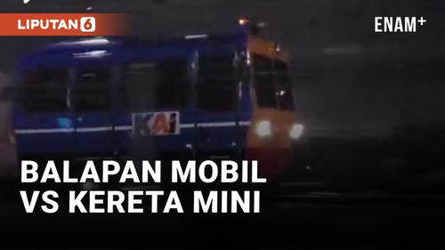 VIDEO: Balapan Liar Mobil vs Kereta Mini Bikin Heboh Medsos