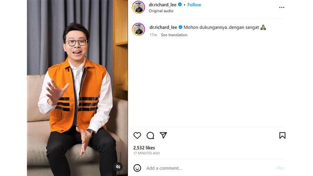 Klarifikasi dr. Richard Lee soal postingan misteriusnya