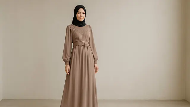 Model Gamis dengan Ikat Pinggang/ Ilustrasi gambar oleh AI