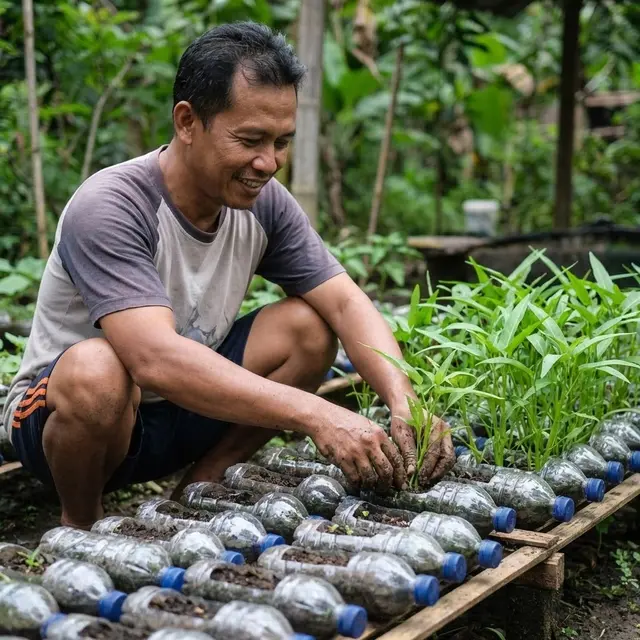 Cara Menanam Kangkung Air di Botol Bekas