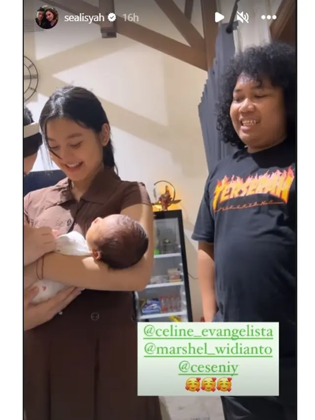 6 Momen Celine Evangelista Kunjungi Anak Pertama Marshel Widianto dan Cesen