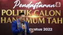 Ketua Umum Partai Demokrat Agus Harimurti Yudhoyono (AHY) saat pendaftaran Partai Politik Calon Peserta Pemilu Tahun 2024 hari kelima di Kantor KPU, Jakarta, Jumat (5/8/2022). Demokrat menjadi partai politik ke-12 yang mendaftarkan diri untuk calon peserta Pemilu tahun 2024. (Liputan6.com/Faizal Fanani)