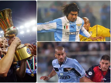 Lazio memiliki sejarah sebagai klub yang ditakuti di Liga Italia. Saat itu skuat Biancocelesti sukses mengukir sejarah dengan meraih scudetto pada 1999/2000, bahkan disebut-sebut sebagi dream team. Berikut 5 bintang Lazio saat mendapat julukan Dream Team. (kolase foto AFP)