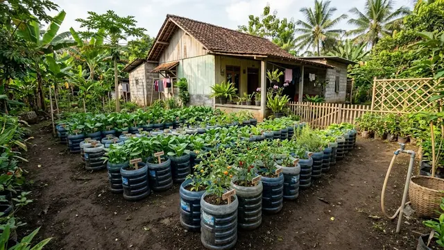 Desain Taman Produktif dan Estetik dari Galon Bekas yang Mudah Ditiru