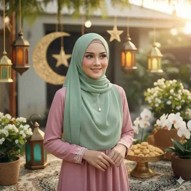 Fashion Hijab untuk Lebaran 2026 (Foto: Gemini AI)