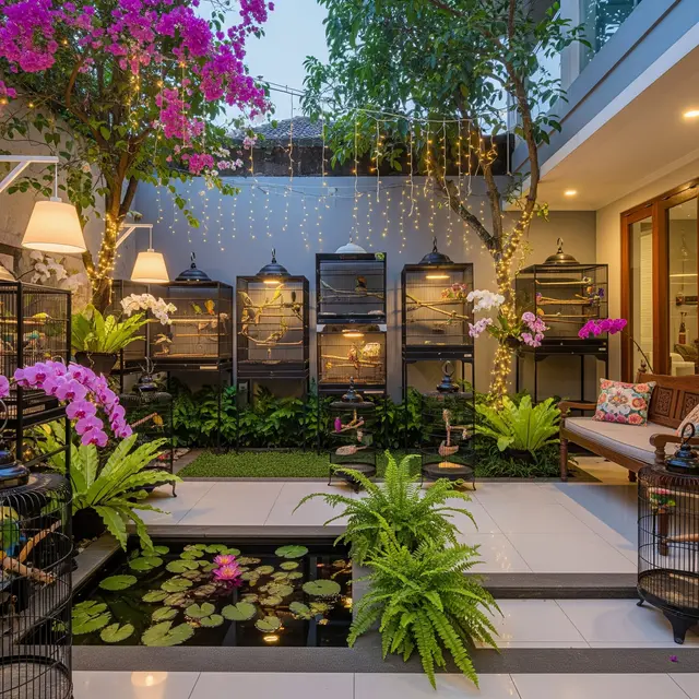 Taman Mini Belakang Rumah untuk Kandang Burung Kicau