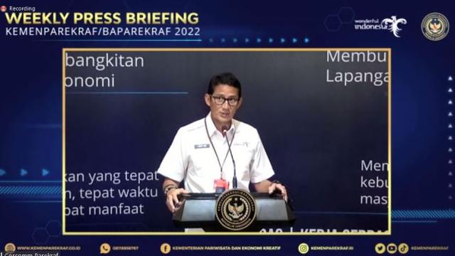 Menparekraf Sandiaga Uno di Weekly Press Briefing