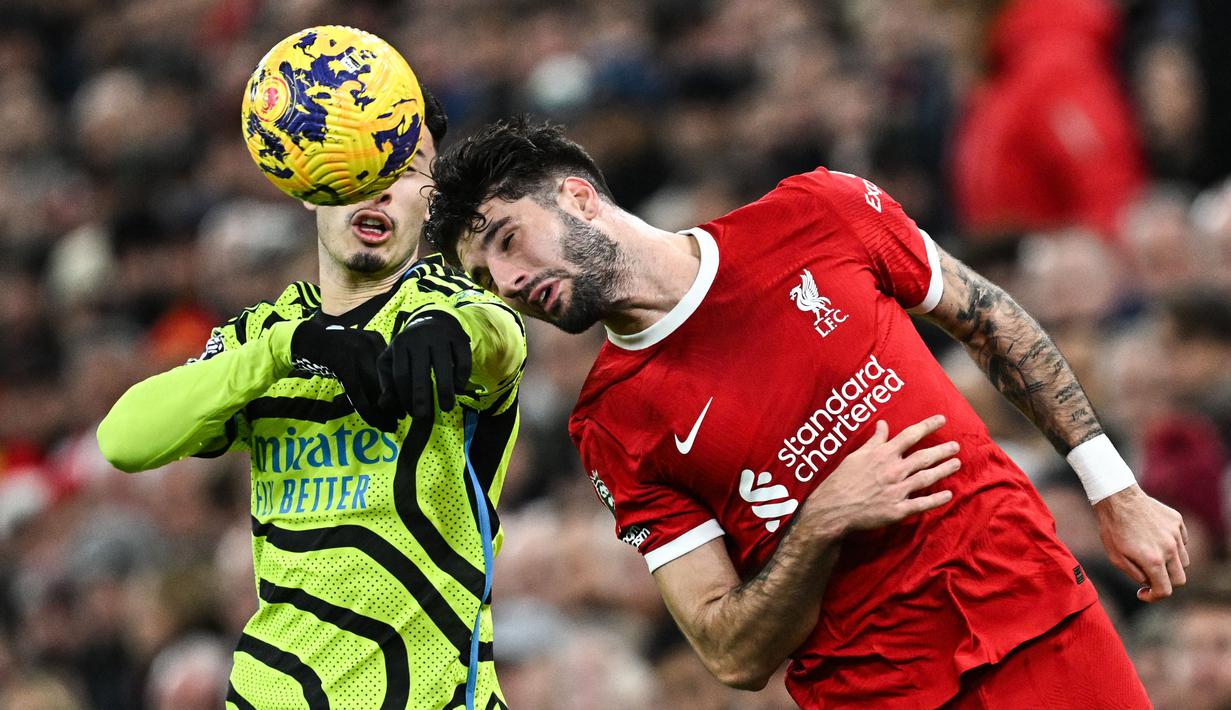 Dominik Szoboszlai menjadi pemain muda yang paling diandalkan Jurgen Klopp di Liverpool. Perannya di lini tengah The Reds sangat vital sejak dibeli dari RB Leipzig pada musim panas 2023. Pemain 23 tahun itu telah mencetak 4 gol dan 3 assist dari 26 penampilan di semua laga. Jumlah itu menjadikannya sebagai gelandang Liverpool tersubur musim ini. (AFP/Paul Ellis)