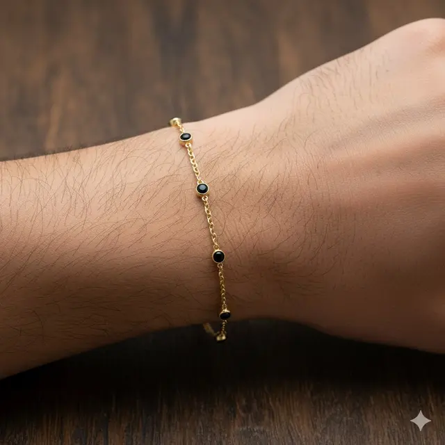 Gelang Figaro Slim dengan Onyx Minimalis