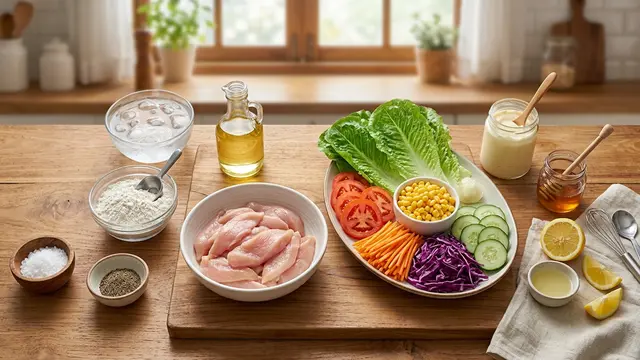 Ilustrasi salad ayam sayuran