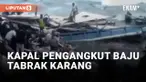 Warga Kasawari Bitung Ambil Pakaian Bekas dari Kapal yang Tabrak Karang