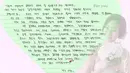 Melalui surat yang ditulis tangan, ia meminta maaf jika tak mengumumkan pernikahan sebelumnya karena tak ingin merepotkan keluarganya. (Foto: Soompi.com)