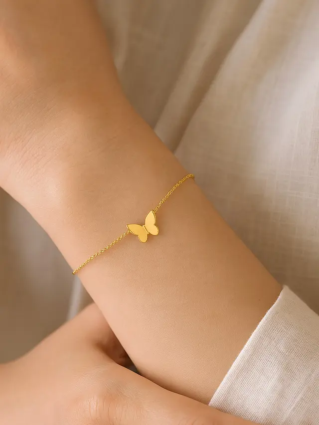 Model Gelang Emas Elegan 2 Gram Motif Bunga dan Kupu Trendi