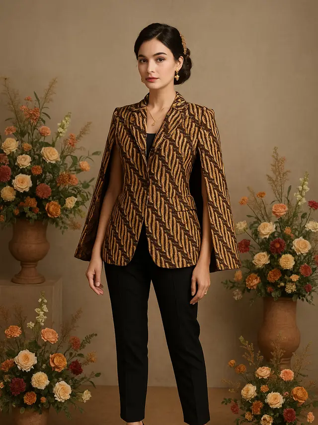 Model Blazer Batik Cape