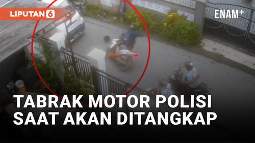 VIDEO: Edan! Motor Polisi Ditabrak Pelaku Penganiayaan yang Hendak Ditangkap