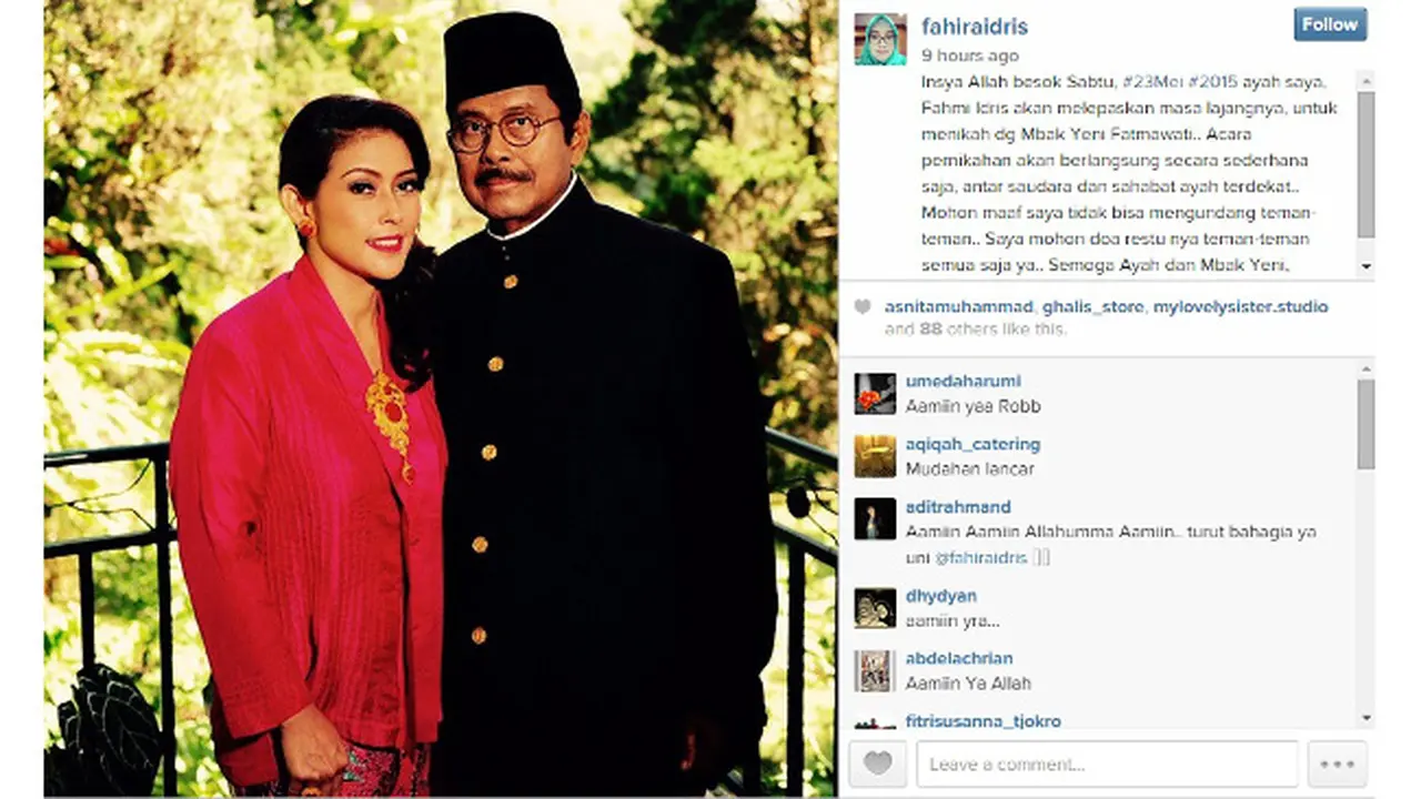 Yeni Fatmawati, Calon Istri Fahmi Idris