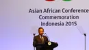 Sultan Brunei Darussalam Hassanal Bolkhiah memberikan pidato saat pembukaan Konferensi Tingkat Tinggi (KTT) Asia Afrika tahun 2015 di Jakarta Convention Center, Rabu (22/4). (Liputan6.com/Herman Zakharia) 
