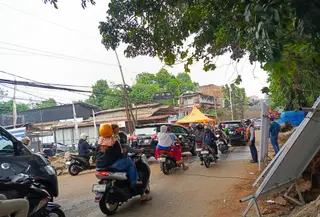Jalan Lenteng Agung diperbaiki pasca ambles. (Dok. Pemprov DKI)