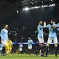 Manchester City menang 9-0 atas Burton pada laga leg pertama semifinal Piala Liga. (AFP/Paul Ellis)