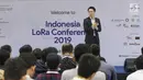 Sales VP KiwiTech Max Sun saat menjadi pembicara dalam Indonesia Long Range Conference (IDLoRaCon) 2019 di Function Hall Emtek City, Jakarta, Rabu (14/8/2019). IDLoRaCon 2019 membahas hal-hal yang berhubungan dengan Internet of Things (IoT). (Liputan6.com/Herman Zakharia)