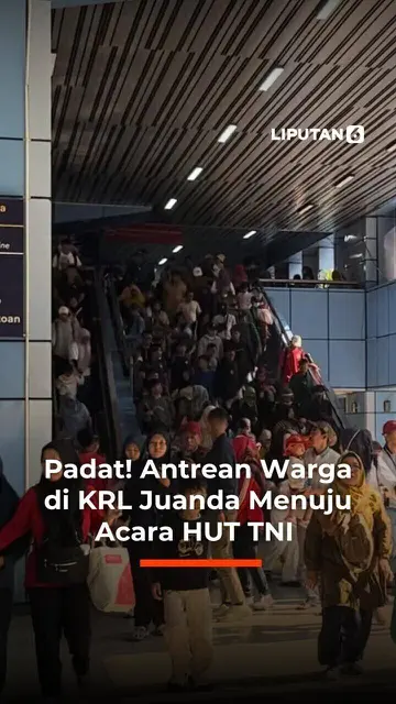 Padat! Antrean Warga di KRL Juanda Menuju Acara HUT TNI