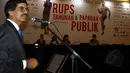 Petinggi MAP memberikan paparan tentang pendapatan di kuartal pertama Tahun 2014 sebesar 26% (Liputan6.com/ Johan Tallo)