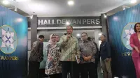 Capres nomor urut satu Anies Baswedan hadir dalam acara deklarasi kemerdekaan pers di Hall Dewan Pers, Jakarta Pusat, Sabtu malam (10/2/2024). (Liputan6.com/ Winda Nelfira)