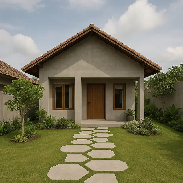 Inspirasi Rumah Kampung Modern dengan Jalur Batu