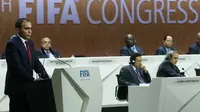 Pangeran Ali bin Al Hussein menyampaikan pidatonya di Kongres Luar Biasa FIFA (REUTERS/Ruben Sprich)