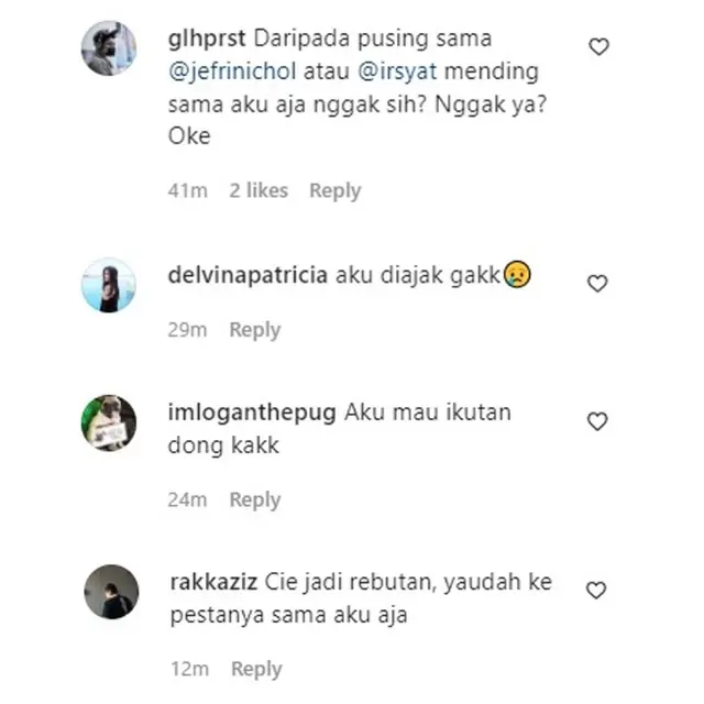 Komentar netizen di akun Instagram @amandarawles